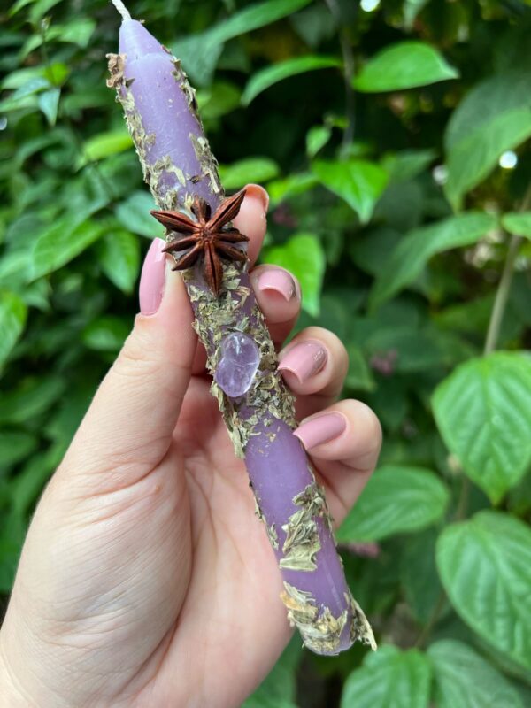 Vela da Bruxa para a intuição e vidência rosa verde