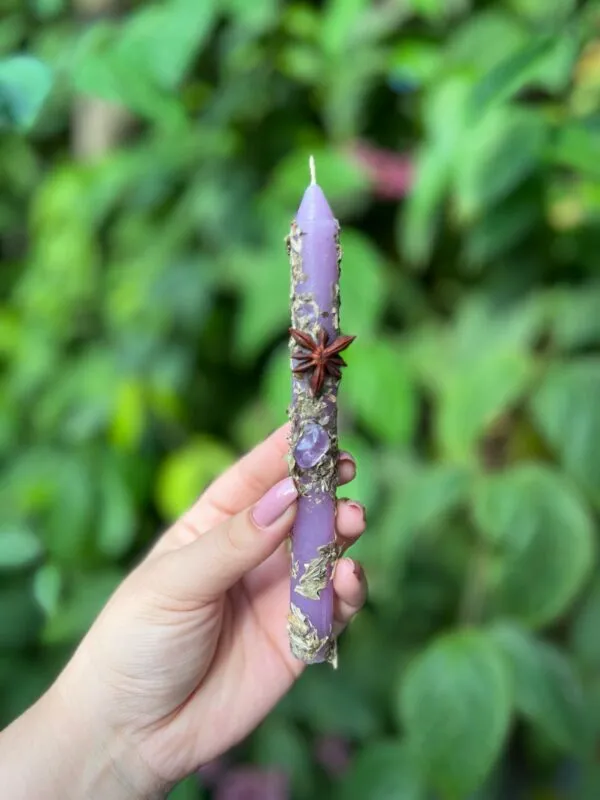 Vela da Bruxa para a intuição e vidência rosa verde