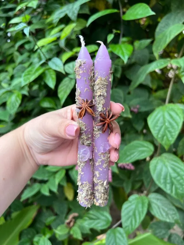 Vela da Bruxa para a intuição e vidência rosa verde