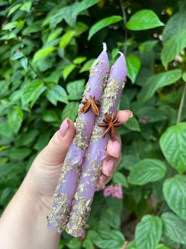 Vela da Bruxa para a intuição e vidência rosa verde