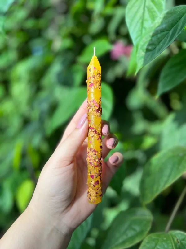 Vela para a autoestima decorada com rosas - Rosa Verde